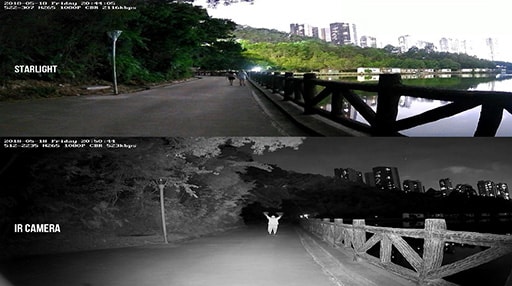 مقایسه تصویر دوربین استارلایت با دوربین مدار بسته دید در شب مادون قرمز